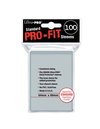 PRO FIT - 100 BUSTE STANDARD TRASPARENTI PER DOPPIA PROTEZIONE - (64mm X 89mm)