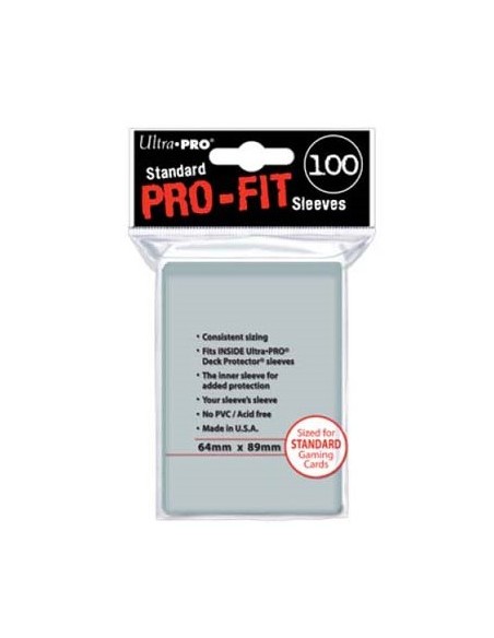 PRO FIT - 100 BUSTE STANDARD TRASPARENTI PER DOPPIA PROTEZIONE - (64mm X 89mm)