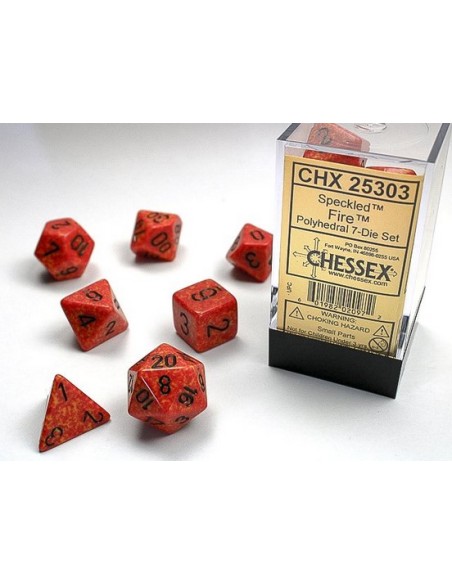 SET 7 DADI POLIEDRICI PUNTINATI - FIRE