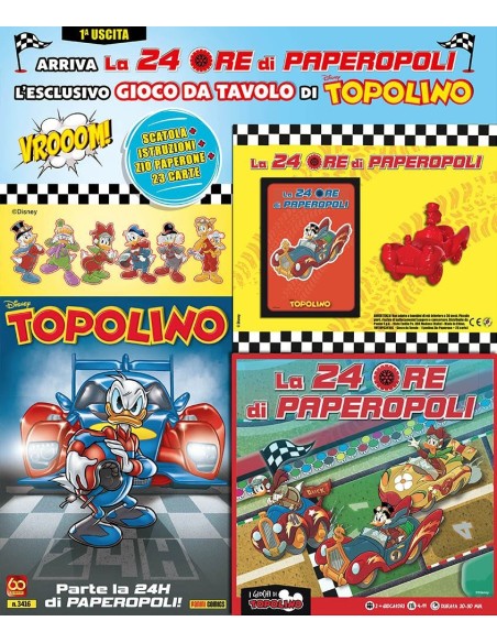 TOPOLINO 3416 + LA 24 ORE DI PAPEROPOLI  (contiene L`AUTO DI ZIO PAPERONE, 23 CARTE, SCATOLA E ISTRUZIONI)