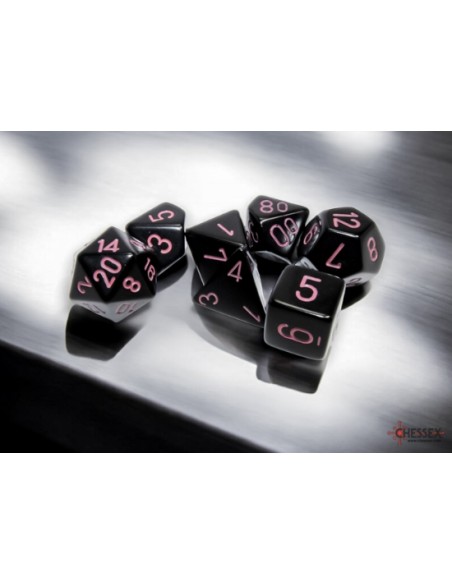 SET 7 DADI POLIEDRICI OPACHI - BLACK/PINK