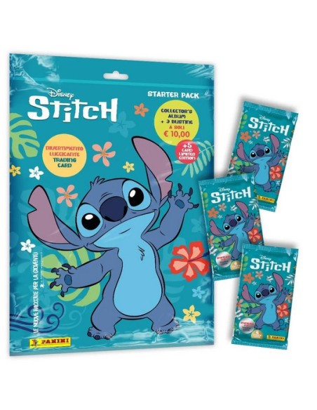 DISNEY STITCH SPARKLING FUN TRADING CARD COLLECTION - STARTER PACK - (contiene 1 BINDER + 3 BUSTINE + 5 CARD LIMITED EDITION)