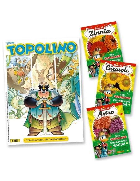 TOPOLINO 3623 CON BUSTA DI SEMI (ASTRO PIUMA DI STRUZZO, GIRASOLE O ZINNIA)