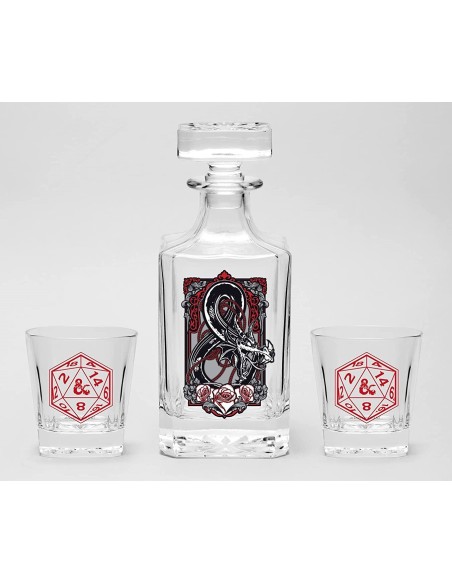 DUNGEON & DRAGONS SET DECANTER + 2 LOGO GLASS - SET BOTTIGLIA E BICCHIERI