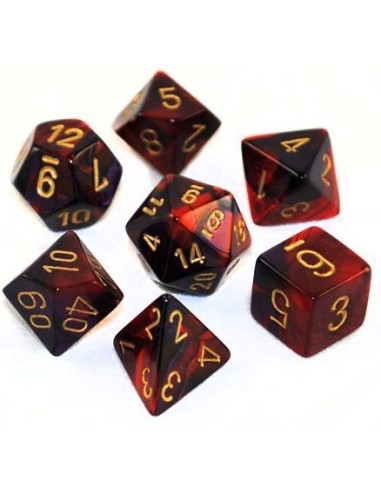 SET 7 DADI POLIEDRICI GEMINI - BLACK-RED WITH GOLD
