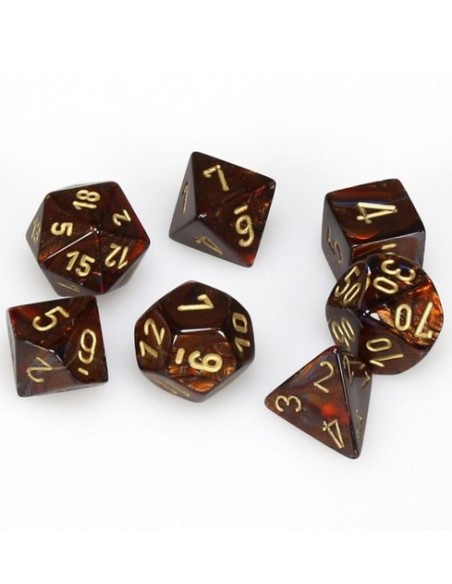 SET 7 DADI POLIEDRICI - SCARAB BLUE BLOOD W/GOLD