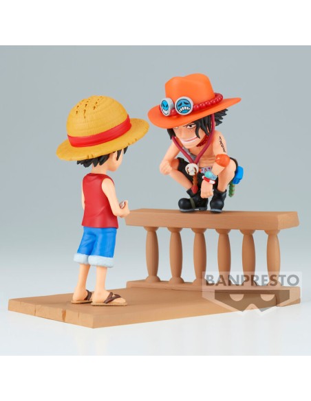 ONE PIECE - MONKEY. D. LUFFY & PORTGAS D. ACE - WORLD COLLECTABLE FIGURE - LOG STORIES - MINIFIGURE 8CM