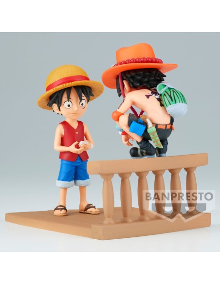 ONE PIECE - MONKEY. D. LUFFY & PORTGAS D. ACE - WORLD COLLECTABLE FIGURE - LOG STORIES - MINIFIGURE 8CM