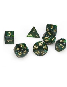 SET 7 DADI POLIEDRICI MINI - SCARAB JADE/GOLD