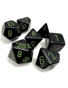 SET 7 DADI POLIEDRICI OPACHI - BLACK/GREEN