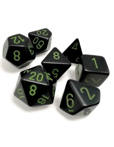 SET 7 DADI POLIEDRICI OPACHI - BLACK/GREEN