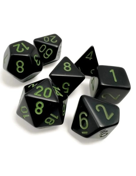 SET 7 DADI POLIEDRICI OPACHI - BLACK/GREEN