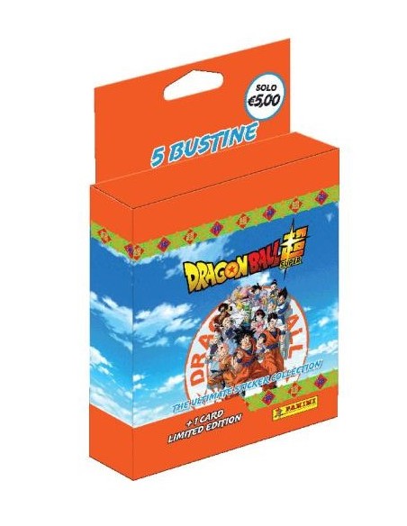 DRAGON BALL SUPER THE ULTIMATE STICKER COLLECTION ECOBLISTER - (contiene: 5  bustine + 1 card Limited Edition)