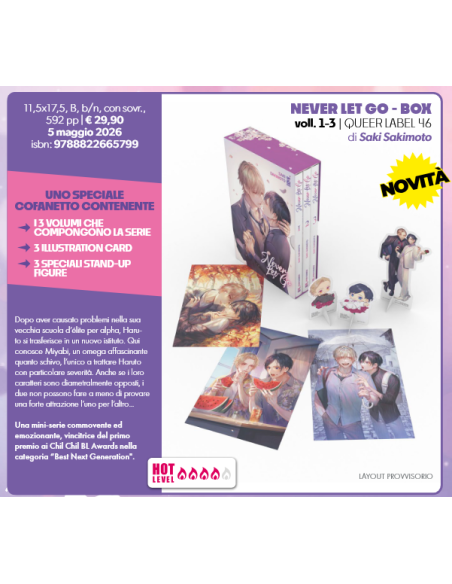 NEVER LET GO - BOX - (contiene: 3 VOLUMI DELLA SERIE, 3 ILLUSTRATION CARD, 3 SPECIALI STAND-UP FIGURE)