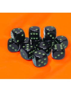 SET 12 DADI 6 FACCE 16MM OPACHI - BLACK/GREEN