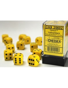 SET 12 DADI 6 FACCE 16MM OPACHI - YELLOW W/BLACK