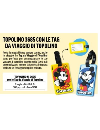 TOPOLINO 3685 CON LE TAG DA VIAGGIO DI TOPOLINO