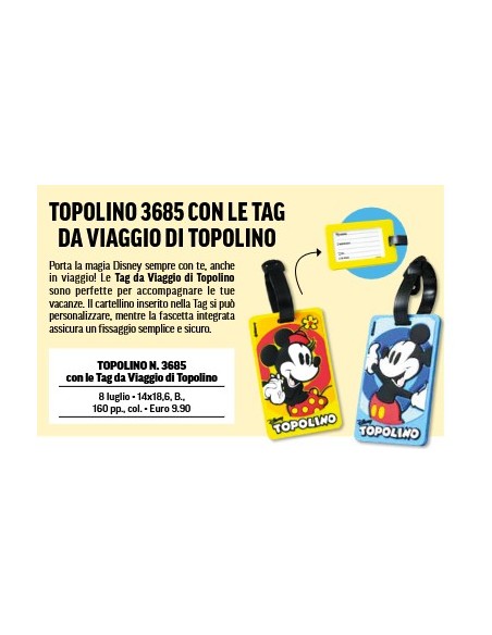 TOPOLINO 3685 CON LE TAG DA VIAGGIO DI TOPOLINO